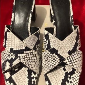 NIB. Marc Fisher Embossed Slide heeled sandals. Size 7.5